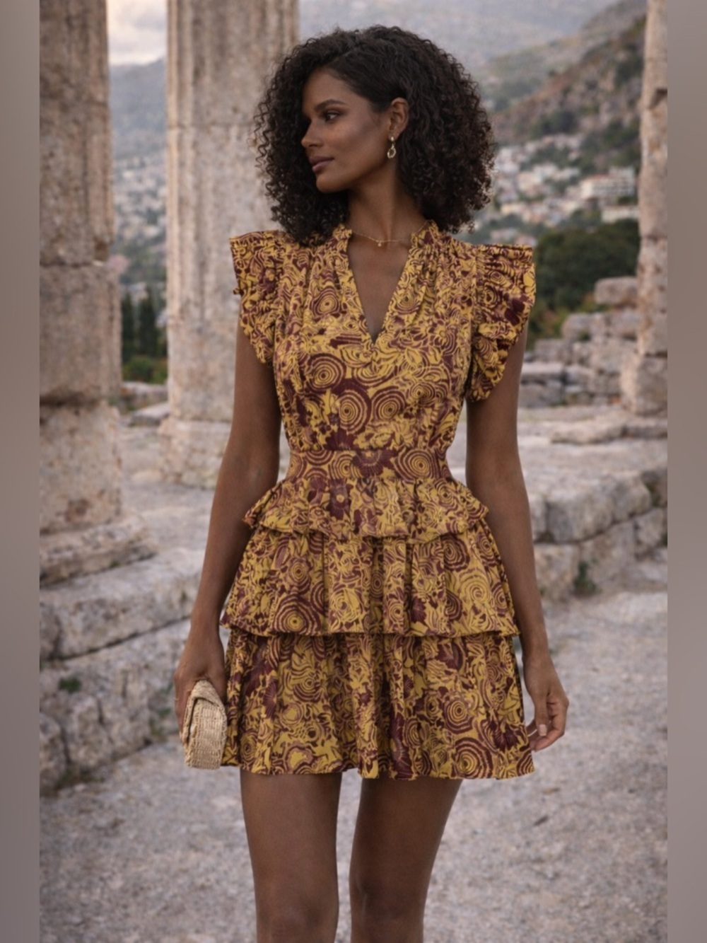 Ulla Johnson Honoria Mini Dress XXS Tiered Floral Poplin Ruffle Designer